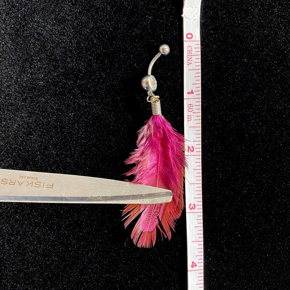 Real Feather Bohemian Belly Button Ring - Picture 10 of 11